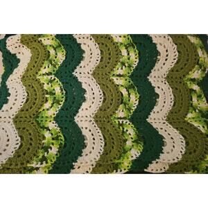 Vintage Green & White Handmade Afghan